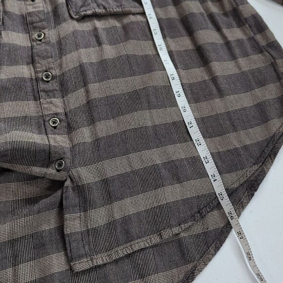 Free People Top Womens XS Gray Striped Button Front Relaxed Blouse - Picture 10 of 10